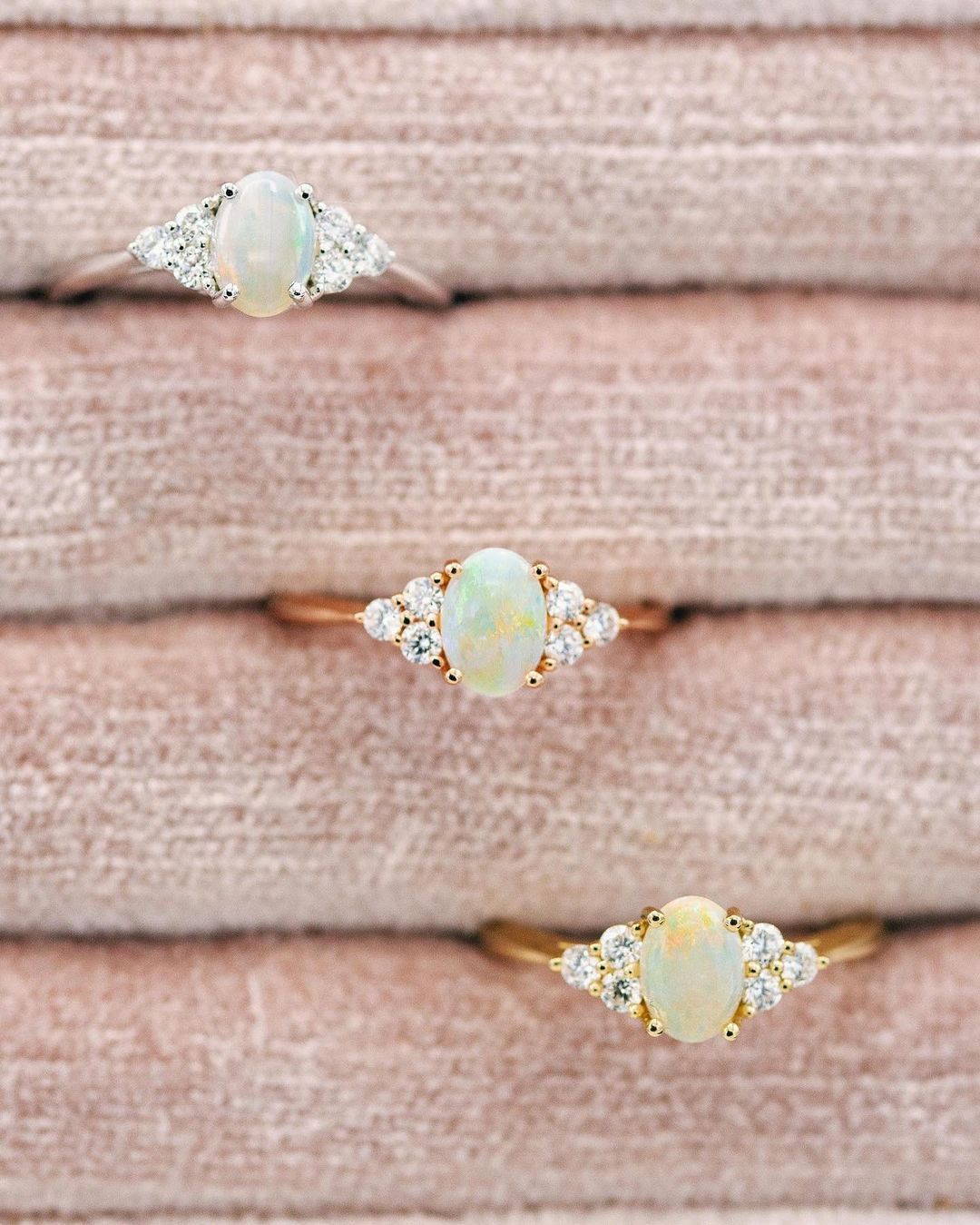 Rhea" – Oval White Opal Engagement Ring With Diamond Accents | White Opal  Engagement Ring, Engagement Rings Opal, Fashion Rings For Oval Opal Rings With Diamond Side Accents (View 5 of 25)