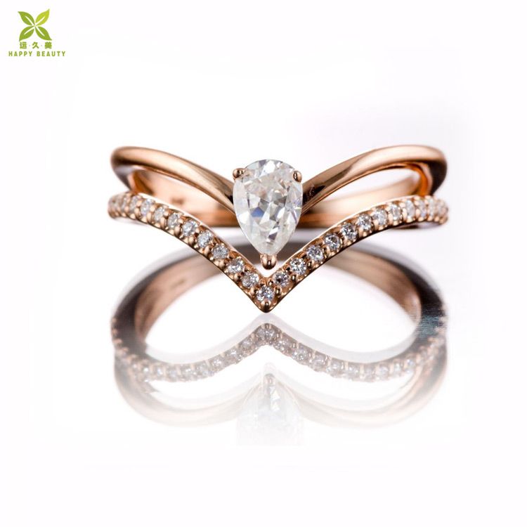 Rose Gold Double V Ring Micro Pave Cz Diamond V Shaped Ring – Buy V Ring,double  V Ring,v Shaped Diamond Ring Product On Alibaba Throughout V Shaped Rings With Diamond Pave (View 13 of 25)