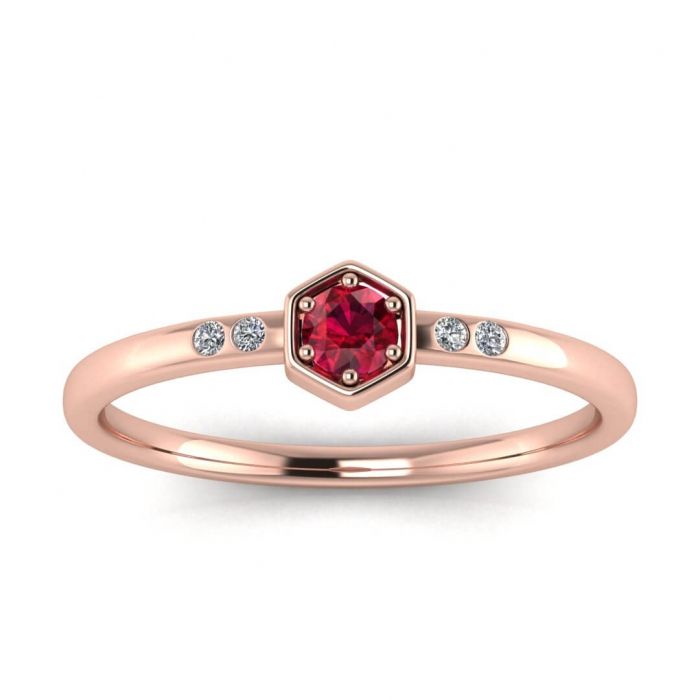 Rose Gold Ruby And Diamond Engagement Ring | Calliope | Braverman Jewelry For Ruby Delicate Halo Rings (View 12 of 25)
