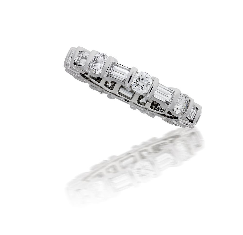 Round And Baguette Diamond Eternity Ring For Baguette And Round Diamonds Eternity Band Rings (View 12 of 25)