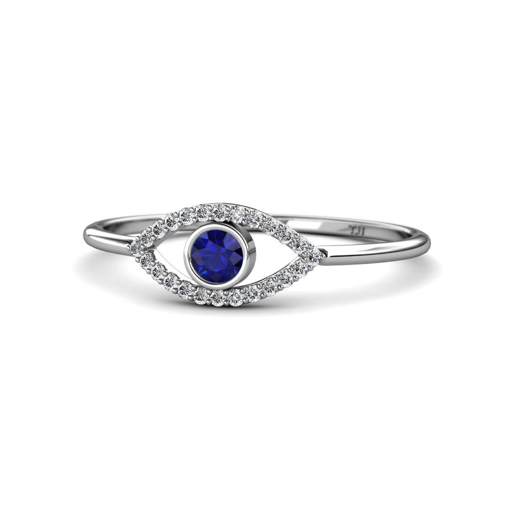 Round Blue Sapphire And Diamond Womens Evil Eye Promise Ring  (View 11 of 25)