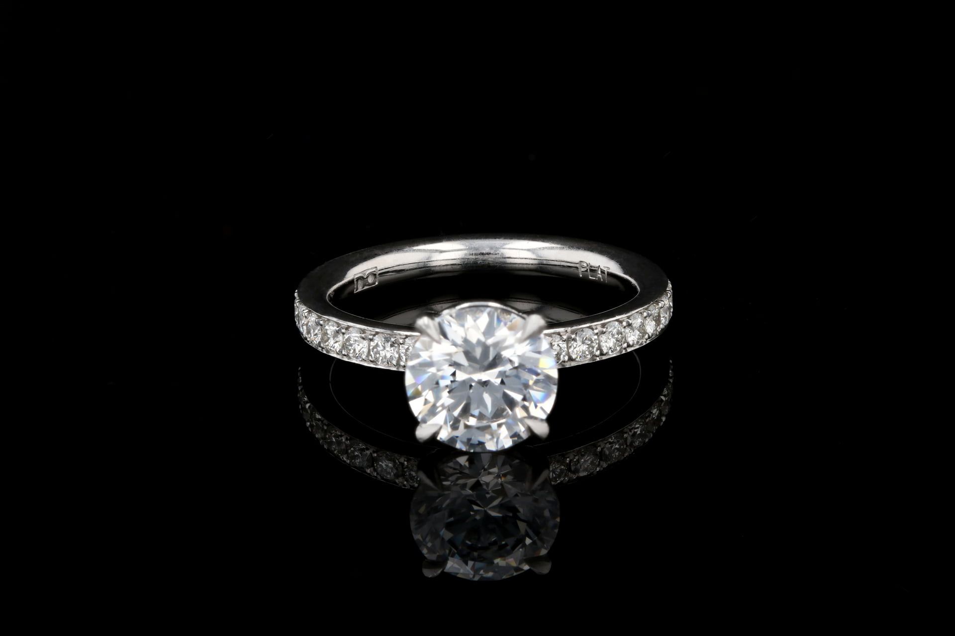 Round Center Bright Cut Pave' Ring – Nathan Alan Jewelers Intended For Bright Cut Rings (View 9 of 25)