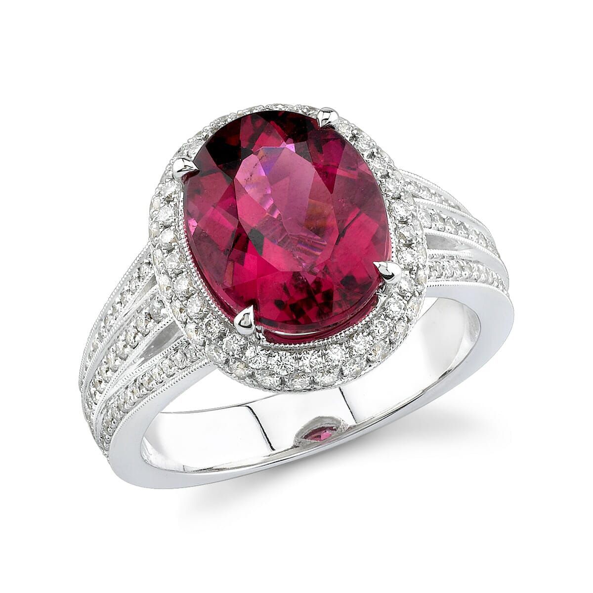 Rubellite And Diamond Halo Ring  The Diamond Guys Collection Throughout Rubellite And Diamond Halo Rings (View 15 of 25)