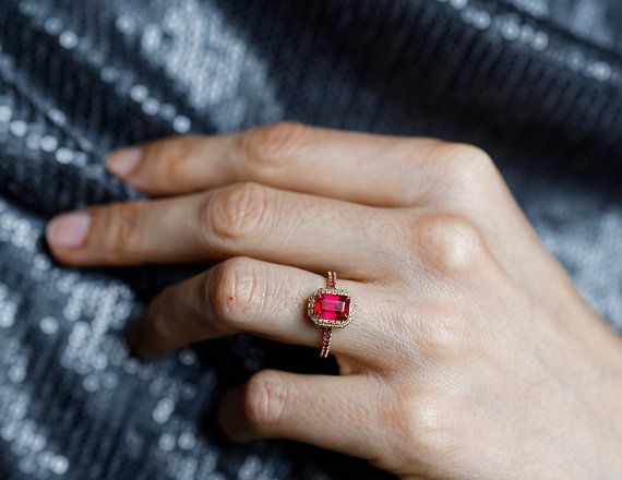 Ruby Engagement Ring, Halo Ruby Ring, Ruby Diamond Ring, Unique Ruby Ring…  | Unconventional Engagement Rings, Bling Engagement Ring, Nontraditional Engagement  Rings Within Ruby Halo Rings (View 18 of 25)