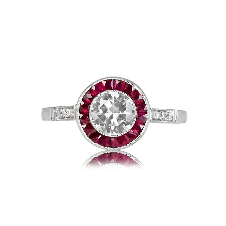 Ruby Halo Engagement Ring – Estate Diamond Jewelry With Ruby Halo Rings (View 4 of 25)