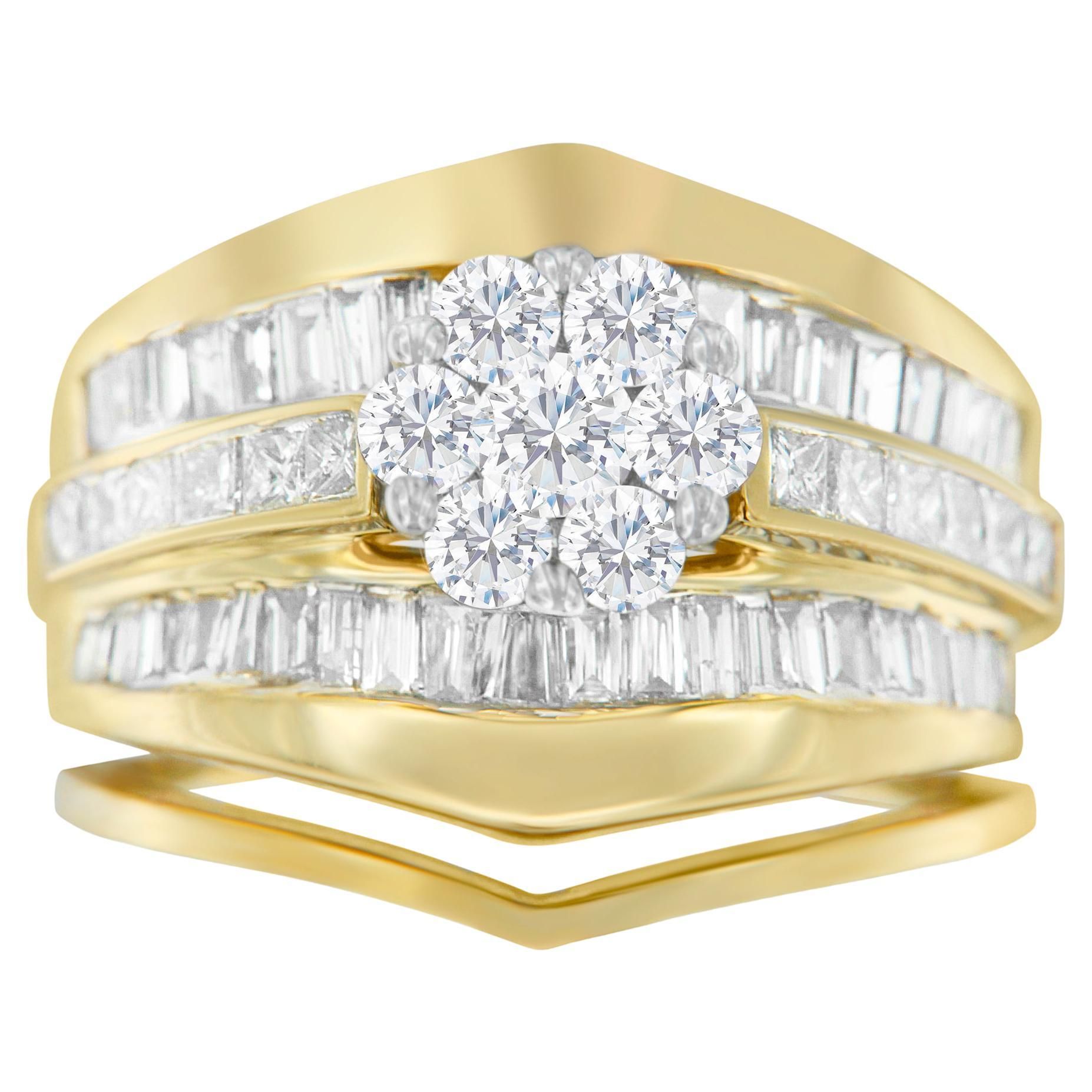 Saks Fifth Avenue Collection 14k Yellow Gold Multi Cut Tcw Diamond  Wraparound Ring | Gdm 10k Ring | Cucciolino (View 4 of 25)