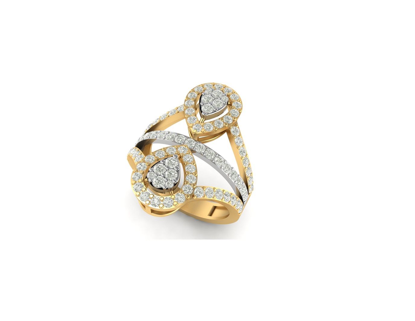 Saks Fifth Avenue Collection 14k Yellow Gold Multi Cut Tcw Diamond  Wraparound Ring | Gdm 10k Ring | Cucciolino (View 3 of 25)