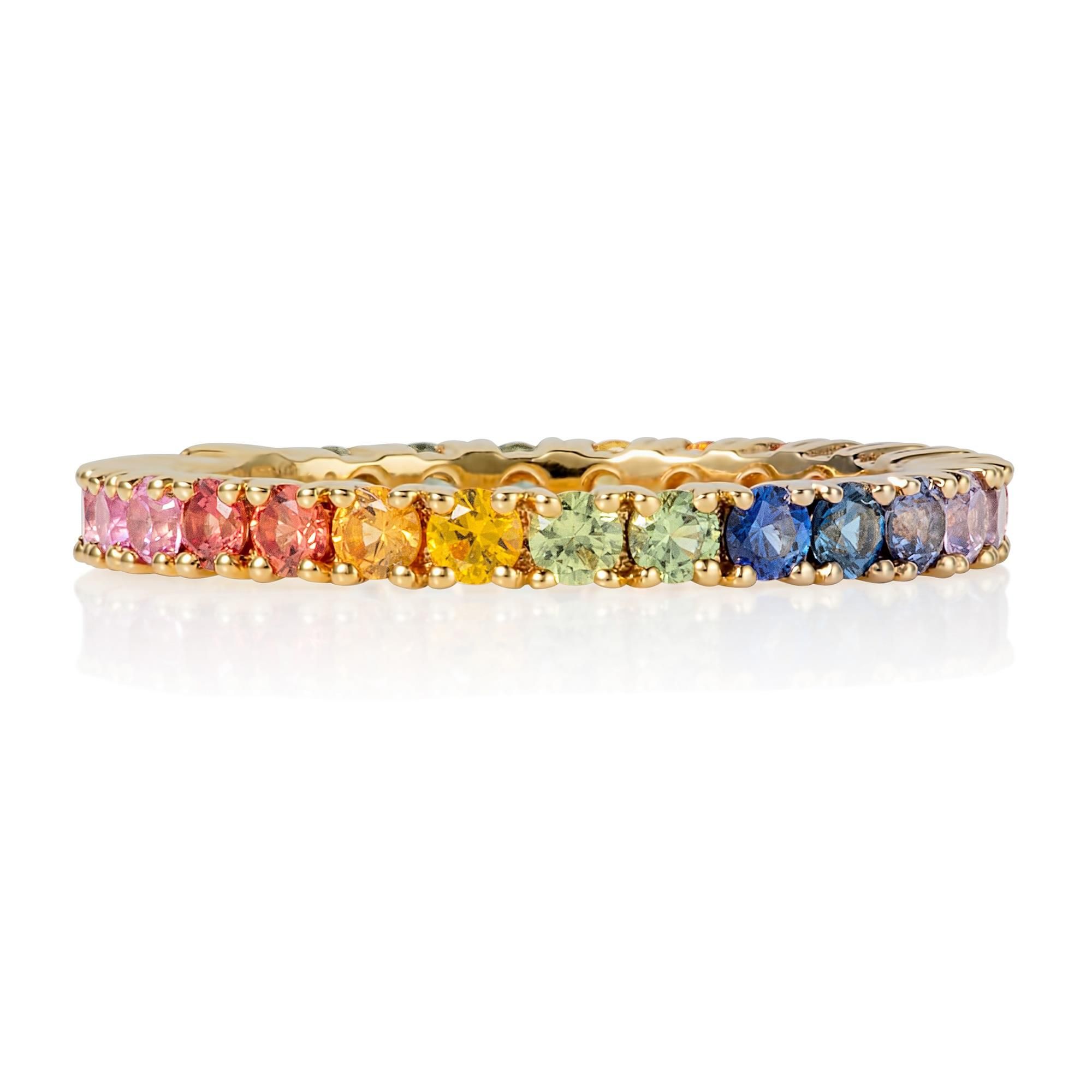 Samba Rainbow Sapphire Eternity Ring | Pravins Intended For Rainbow Sapphire Stack Bands Rings (View 21 of 25)
