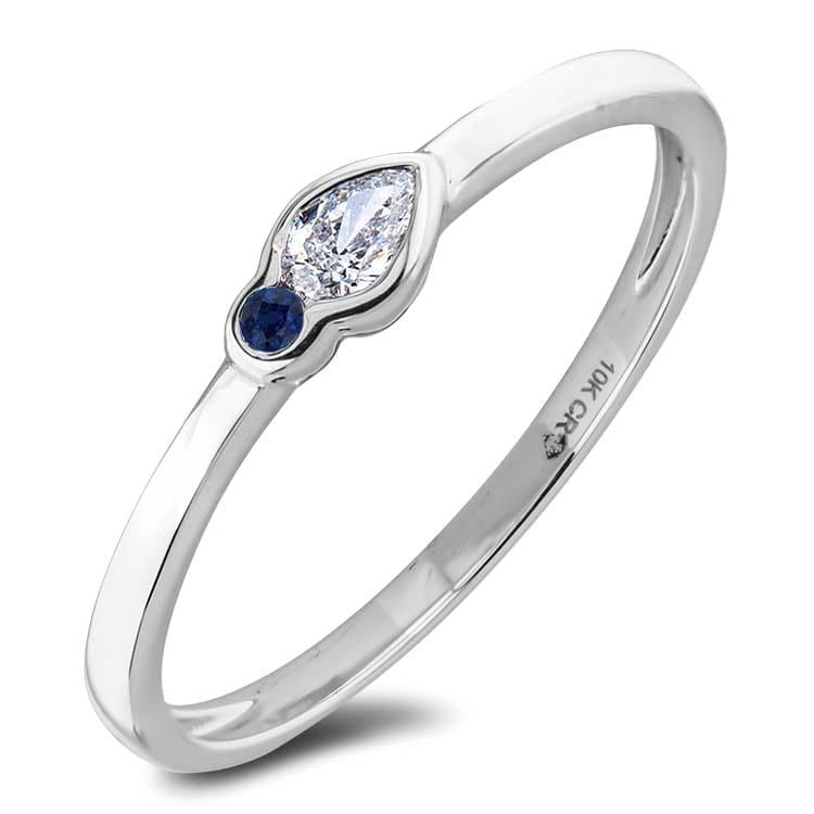 Sapphire And Diamond Bezel Set Stackable Ring Throughout Stackable Pear Cut Sapphire Rings (View 5 of 25)