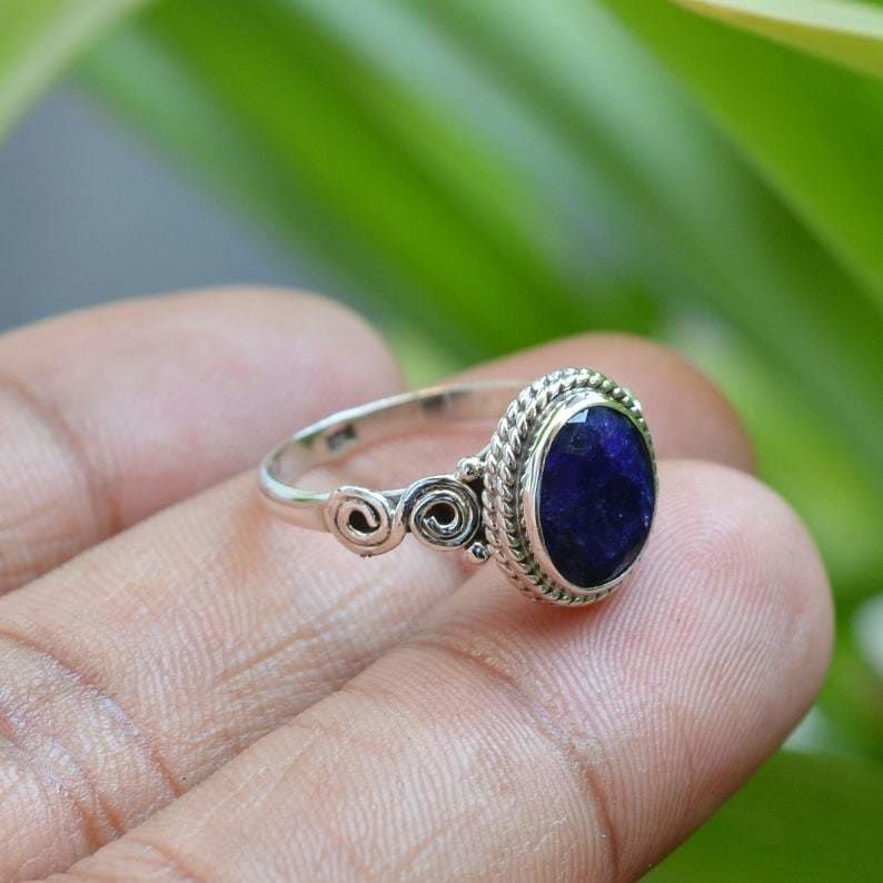 Sapphire Ring Sapphire Engagement Ring Blue Sapphire Ring Oval Ring Cut  Stone Ring Dyed Blue Sapphire Ring Stacking Ring Birthstone, — Discovered With Regard To Stackable Oval Cut Sapphire Rings (View 4 of 25)