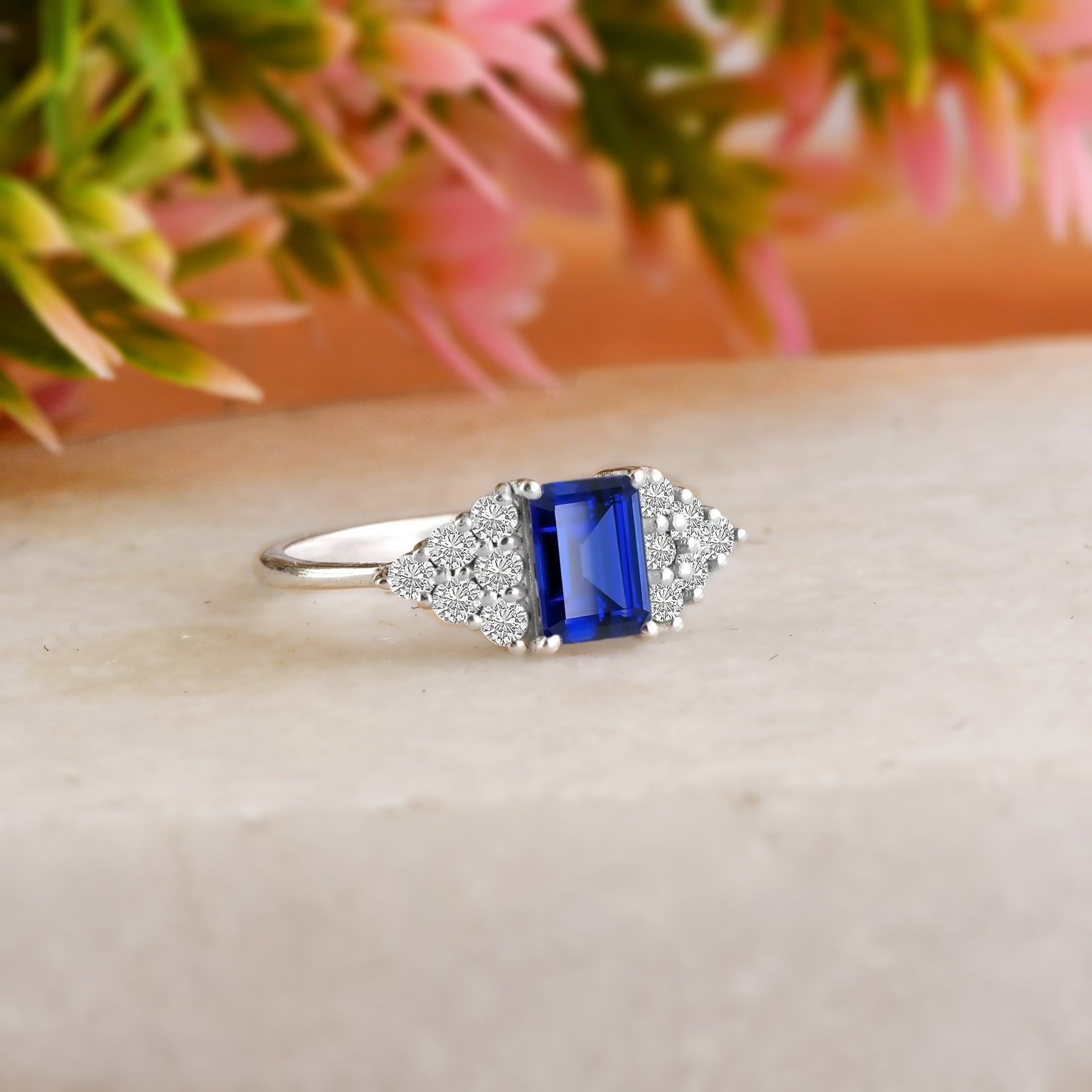 Sapphire Stack Ring – Etsy Inside Marquise Sapphire Thin Beaded Stack Rings (View 15 of 25)