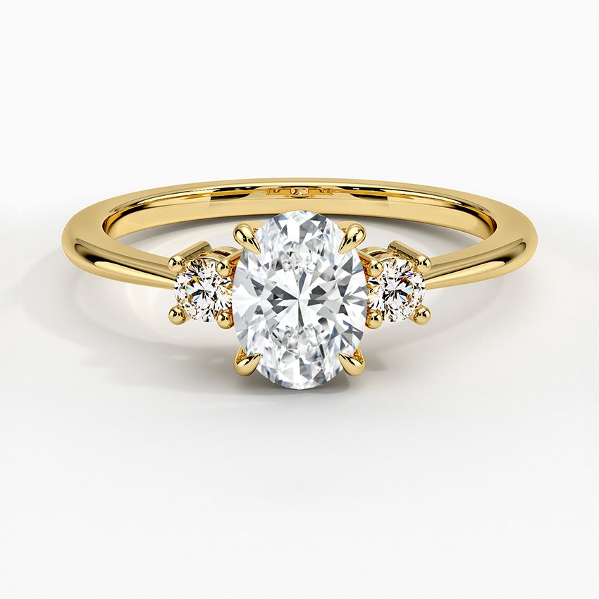 Selene Three Stone Diamond Ring – Brilliant Earth In Gold Band Rings With Diamonds (View 2 of 25)