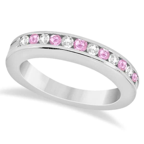 Semi Eternity Pink Sapphire Wedding Band In Platinum ( (View 4 of 25)
