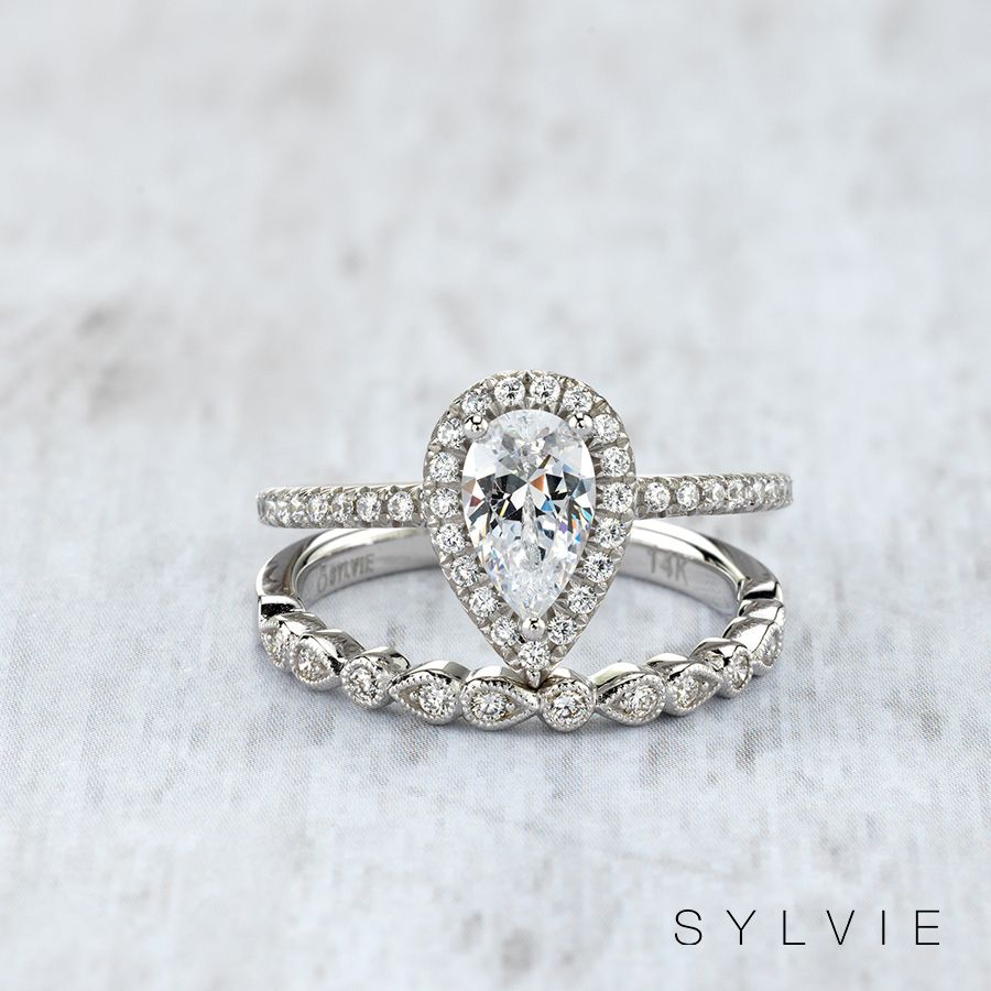 Stackable Bands And Pear Shaped Engagement Ring Pairings Within Stackable Pear Cut Sapphire Rings (View 19 of 25)