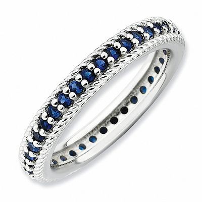 Stackable Expressions™ Eternity Style Lab Created Blue Sapphire Ring In  Sterling Silver | Zales For Stackable Sapphire Rings (View 13 of 25)
