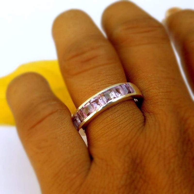 Sterling Silver Amethyst Eternity Ring Wedding Band Ring February  Birthstone Ring, Handmadefinesilverstudio Jewelry | Discovered Pertaining To Amethyst Semi Eternity Rings (View 16 of 25)