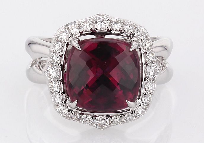 The Ever Fabulous Rubellite Cocktail Ring | Steven Stone For Rubellite And Diamond Halo Rings (View 17 of 25)