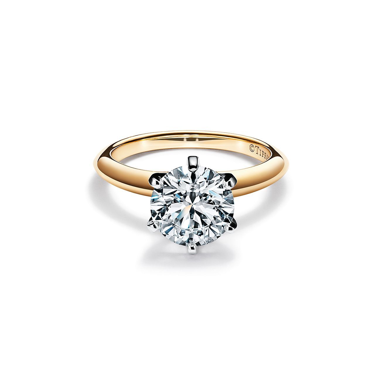 The Tiffany® Setting Engagement Ring In 18k Yellow Gold Pertaining To Gold Band Rings With Diamonds (View 1 of 25)
