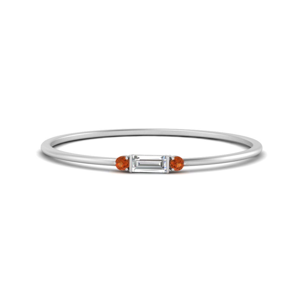 Thin Orange Sapphire Baguette Stackable Ring In 14k White Gold |  Fascinating Diamonds Inside Stackable Dark Orange Sapphire Rings (View 13 of 25)