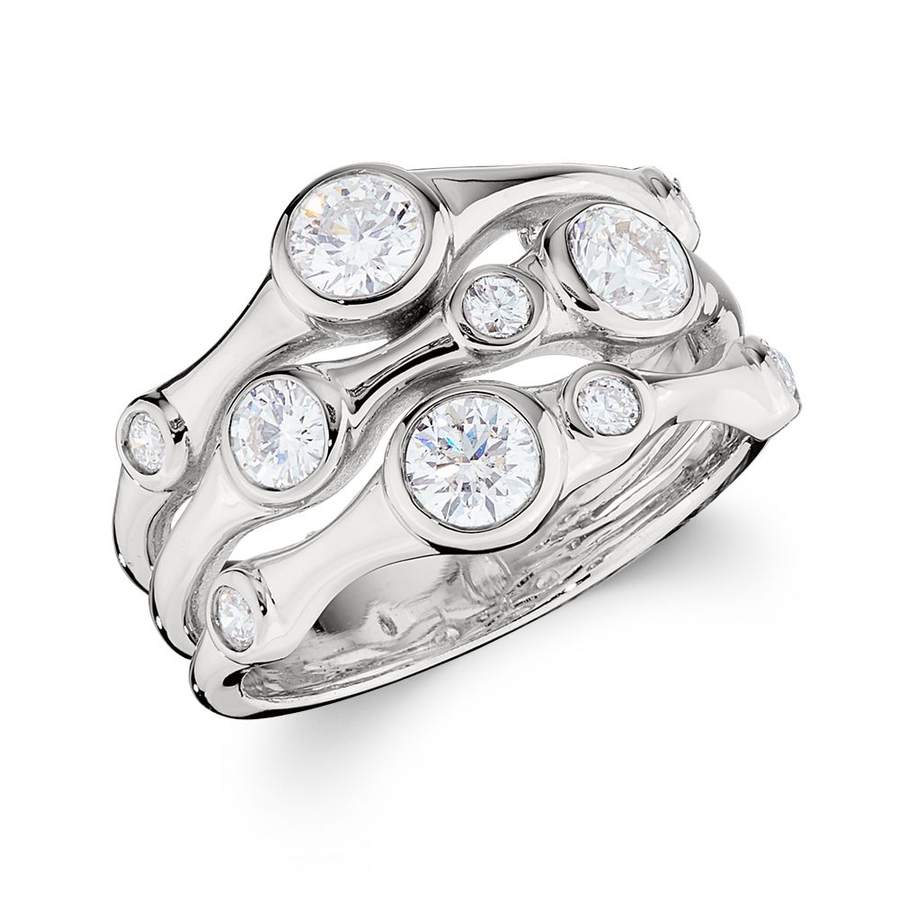 Three Row Diamond Ring | Bryant & Sons, Ltd. In Bubbles Diamond Bezel Row Rings (Photo 25 of 25)
