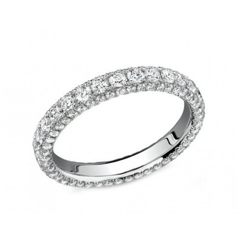 Three Sided Pave' Eternity Band – Diamond Eternity Ring – Ladies Wedding  Rings – Wedding Rings For Diamond Pave Eternity Band Rings (View 18 of 25)