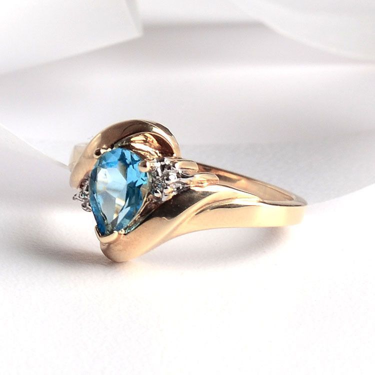 Topaz Rings: Stunning Blue Topaz Ring – 10k Gold – The Russian Store Intended For Blue Topaz Rings (View 10 of 25)