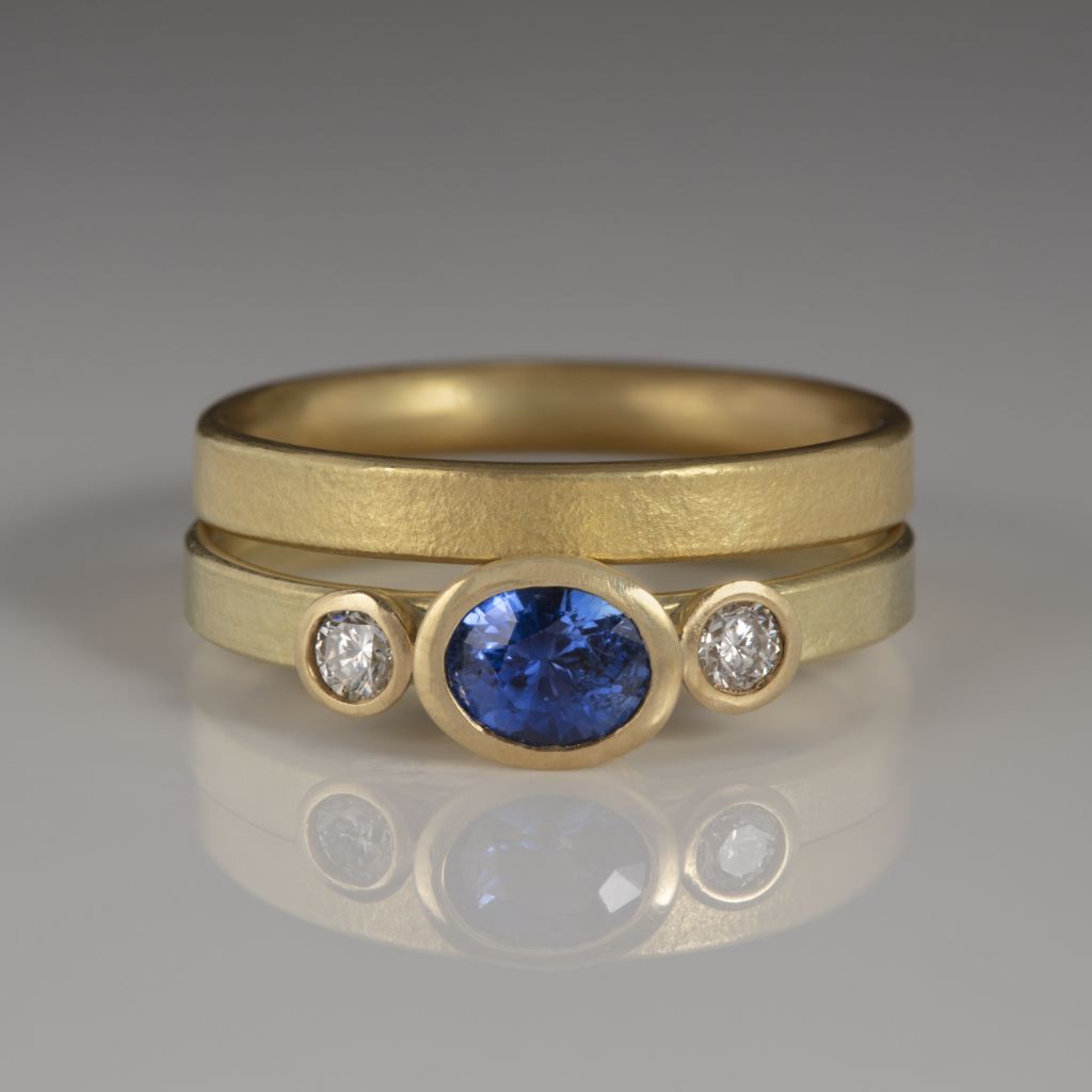Trinity Ring – Sapphire And Diamond Ring – Abby Mosseri Intended For Oval Sapphire And Diamond Trinity Rings (View 12 of 25)