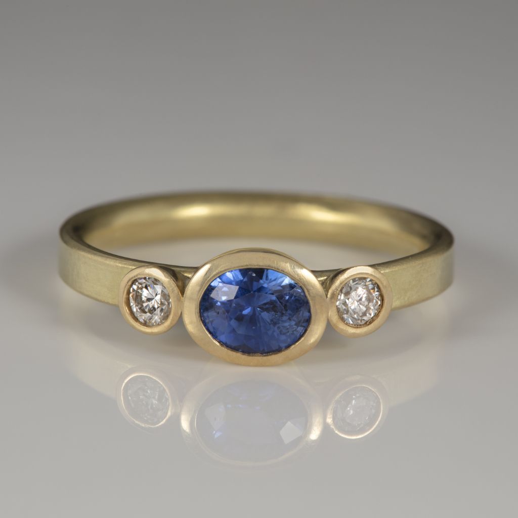 Trinity Ring – Sapphire And Diamond Ring – Abby Mosseri Pertaining To Oval Sapphire And Diamond Trinity Rings (View 6 of 25)