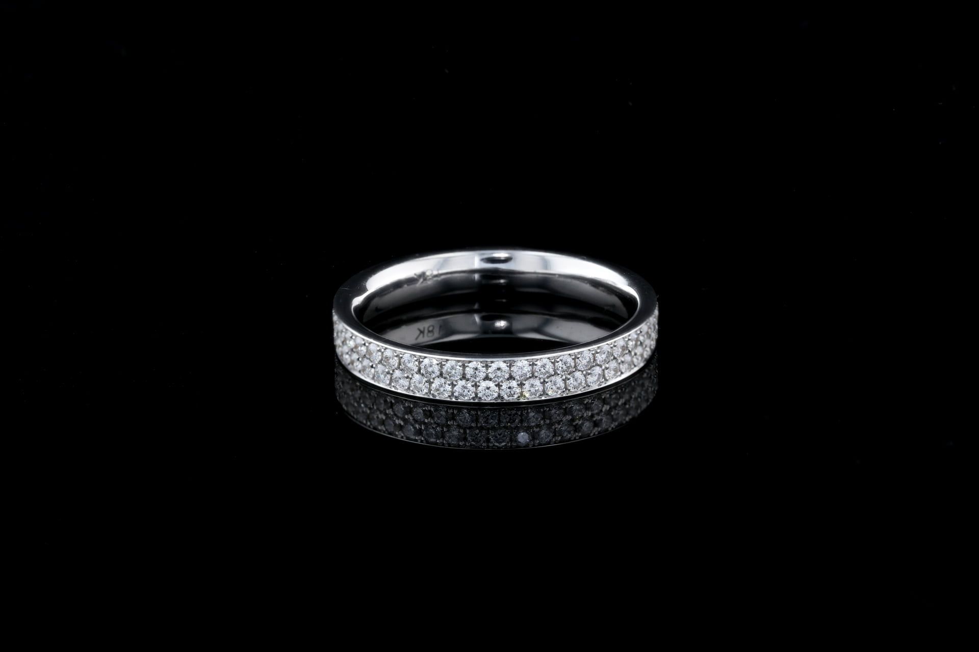 Two Row Classic Pave' Diamond Eternity Ring – Nathan Alan Jewelers In Double Row Eternity Rings (View 10 of 25)