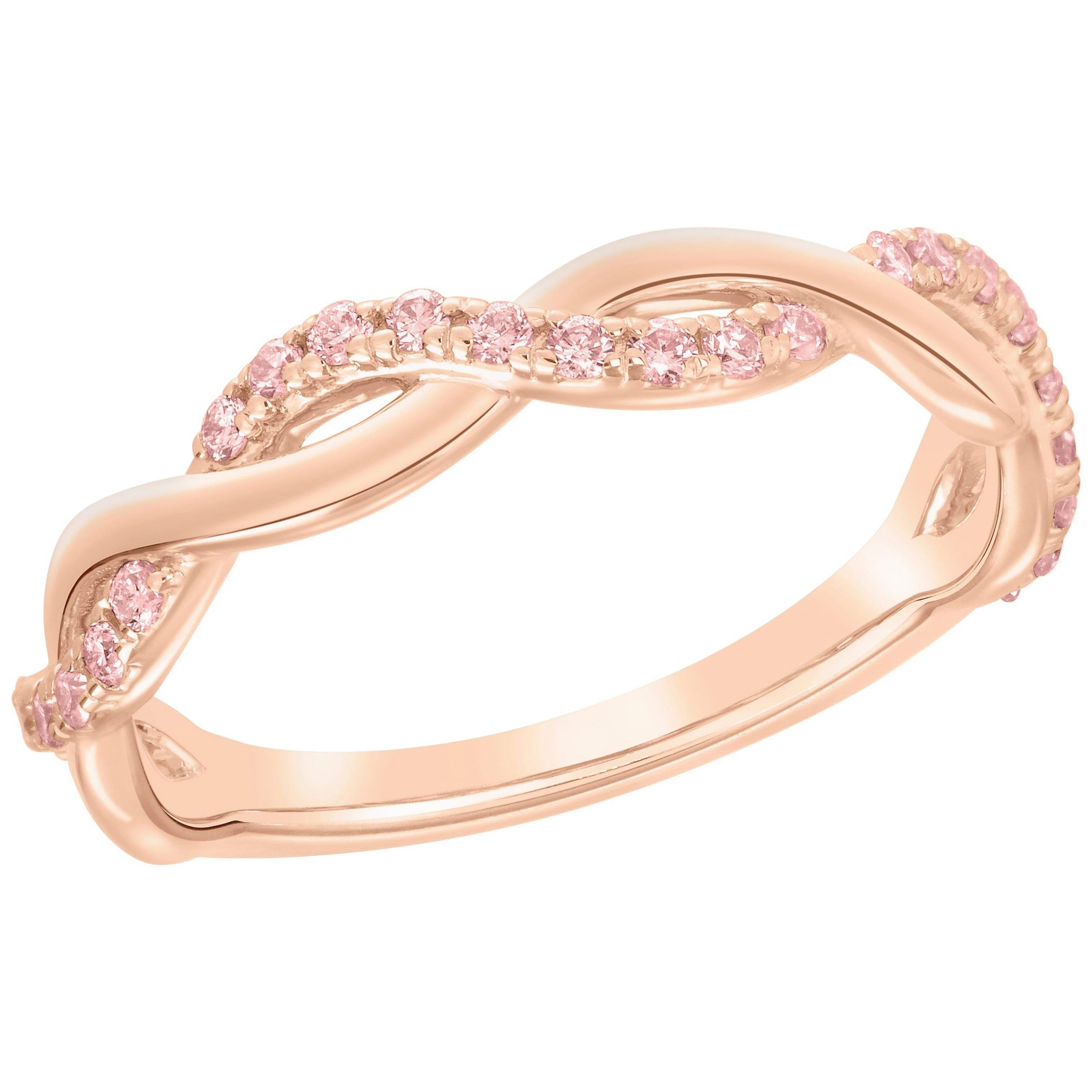 Unique Argyle Pink Diamond Twist Band For Stackable Or Wedding For Sale At  1stdibs In Stackable Diamond Twist Band Rings (View 14 of 25)