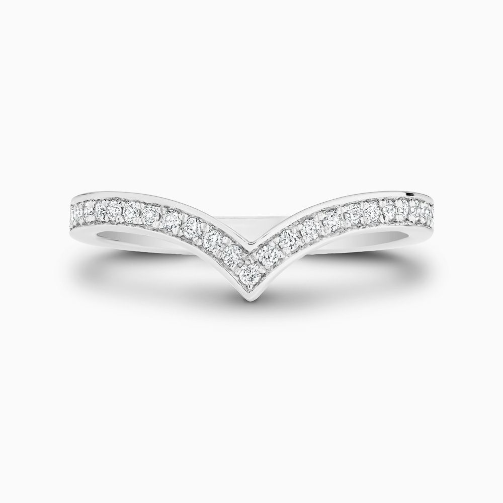 V Shaped Bright Cut Diamond Pavé Wedding Ring For V Shaped Rings With Diamond Pave (View 6 of 25)