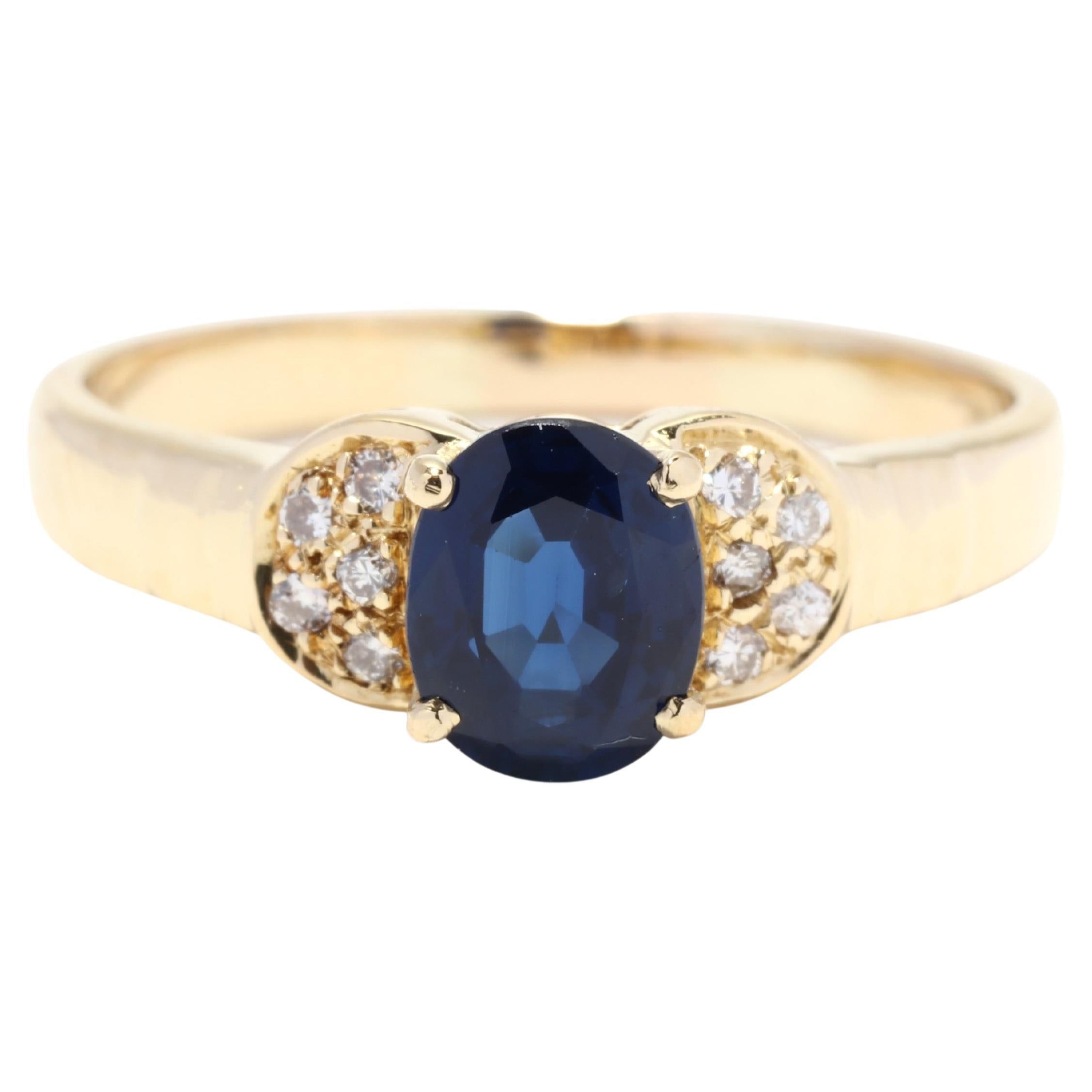 Vintage 18kt Yellow Gold Sapphire Diamond Ring, Oval Natural Sapphire For  Sale At 1stdibs For Oval Sapphire And Diamond Trinity Rings (View 14 of 25)