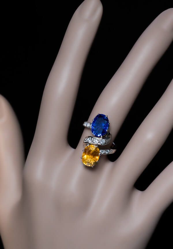 Vintage French Blue Orange Sapphire Diamond Ring – Antique Jewelry |  Vintage Rings | Faberge Eggsantique Jewelry | Vintage Rings | Faberge Eggs For Stackable Orange Sapphire Rings (View 21 of 25)