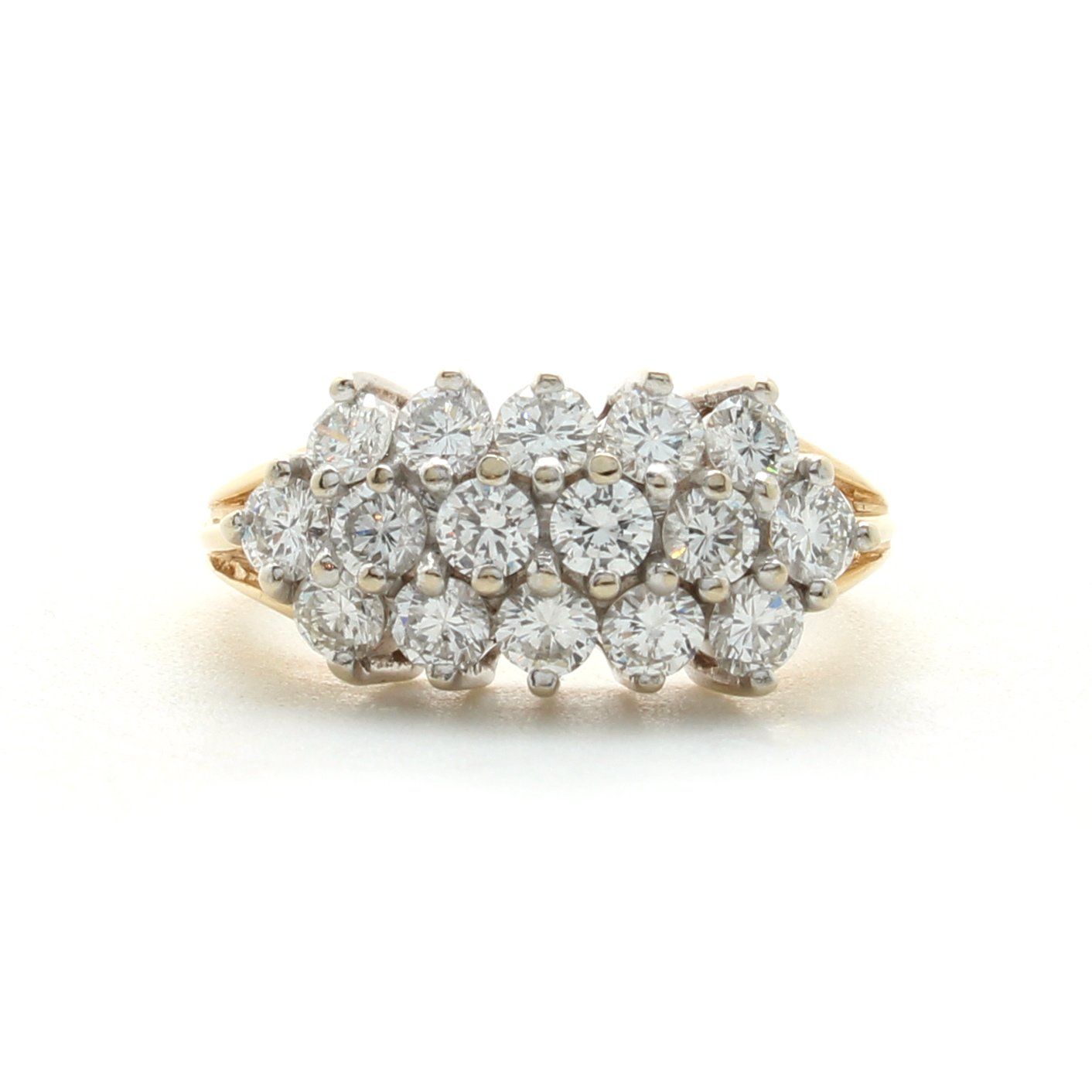 Vintage Three Row Diamond Cluster Ring – D & H Jewelers Intended For Diamond Cluster Rings (View 23 of 25)