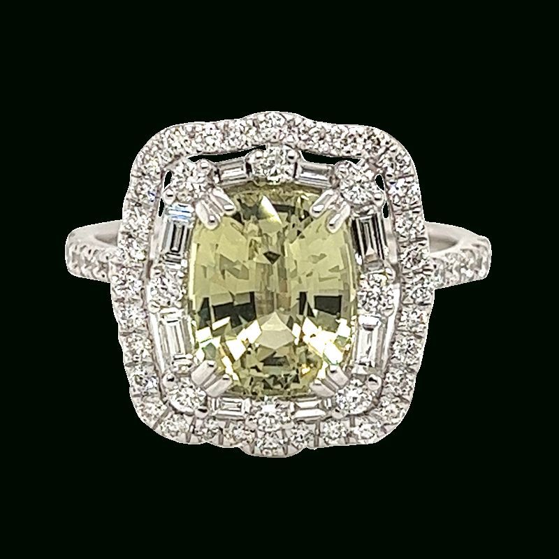 White Gold, Cushion Yellow Sapphire And Diamond Double Halo Ring Available  For Immediate Sale At Sotheby's Regarding Yellow Sapphire Double Halo Cocktail Rings (View 2 of 25)