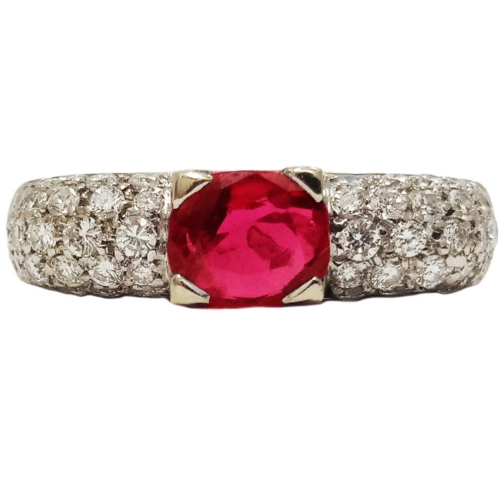White Gold Ring 750 Diamonds Ruby Inside Ruby And Diamond Link Rings (View 6 of 25)