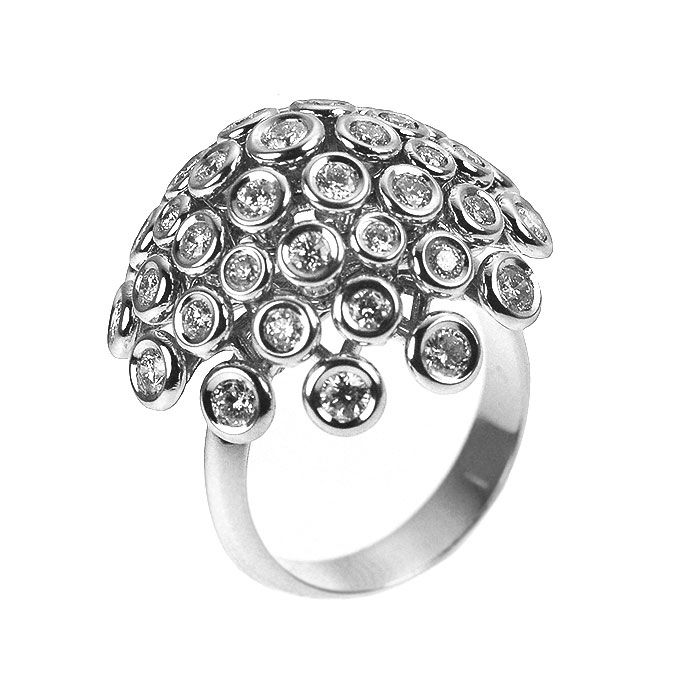 White Gold Ring With Diamonds Bubble Collection – Carini Gioielli For Bubbles Gold Band Rings (View 17 of 25)
