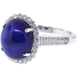 Womens Cabochon Blue Sapphire Diamond Ring 18k Gold  (View 21 of 25)