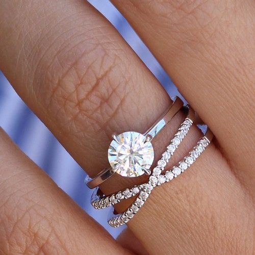X Ring Unique Diamond Wedding Band Criss Cross Gold & Diamond – Etsy Pertaining To “x” Rings With Diamond Pave (View 18 of 25)