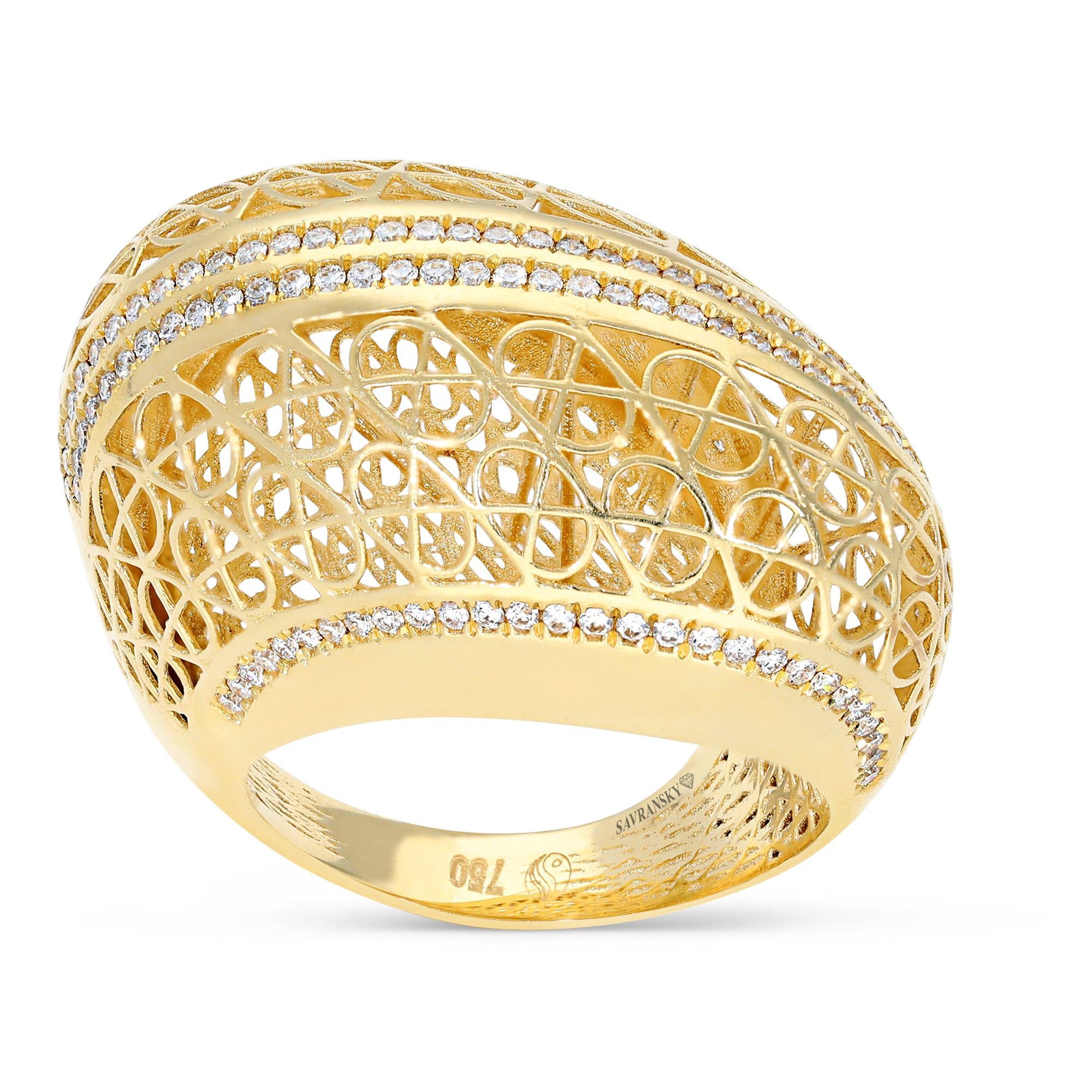 Yellow Gold Filigree Dome Ring In 2022 | Filigree Diamond Ring, Domed Ring,  Jewellery Sketches Throughout Starry Yellow Diamond Dome Rings (View 19 of 25)