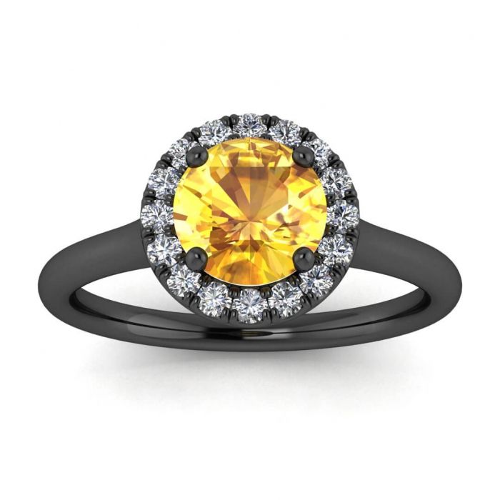 Yellow Sapphire And Diamond Black Gold Engagement Ring | Anne | Braverman  Jewelry Inside Yellow Sapphire And Diamond Rings (View 10 of 25)