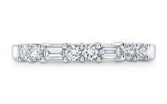 Baguette and Round Diamond Alternating Anniversary Bands in White Gold