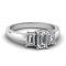 3 Stone Emerald Cut Diamond Engagement Rings