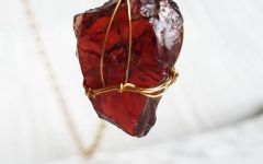 Garnet Red January Birthstone Locket Element Necklaces