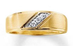 Mens Yellow Gold Wedding Bands with Diamonds