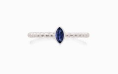 Marquise Sapphire Thin Beaded Stack Rings