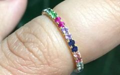 2024 Popular Rainbow Sapphire Stack Bands Rings