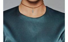 Golden Tan Leather Feather Choker Necklaces