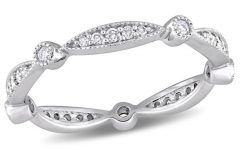 15 Collection of Diamond Alternating Vintage-style Eternity Wedding Bands in 10k White Gold