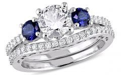  Best 15+ of Lab-created Blue Sapphire Five Stone Anniversary Bands in 10k White Gold